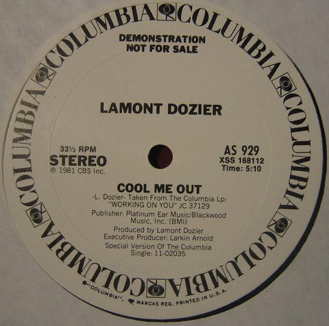 Lamont Dozier ‎– Cool Me Out - VG+ 12" Single Record 1981 Columbia USA Promo Vinyl - Funk / Soul