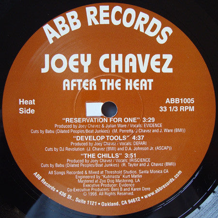Joey Chavez - After The Heat VG+ - 12" 1998 ABB USA ABB1005 - Hip Hop