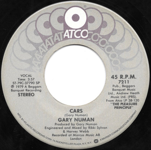 Gary Numan - Cars / Metal - VG+ 7" Single 45rpm 1979 ATCO USA - Synth-pop