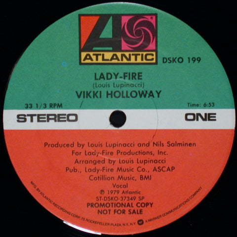 Vikki Holloway - Lady-Fire VG+ - 12" Single 1979 Atlantic USA - Disco