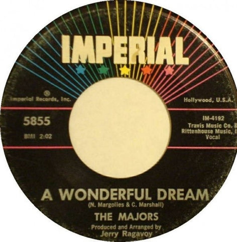 The Majors ‎– A Wonderful Dream / Time Will Tell VG 7" Single 1962 Imperial Records - Rock / Doo Wop