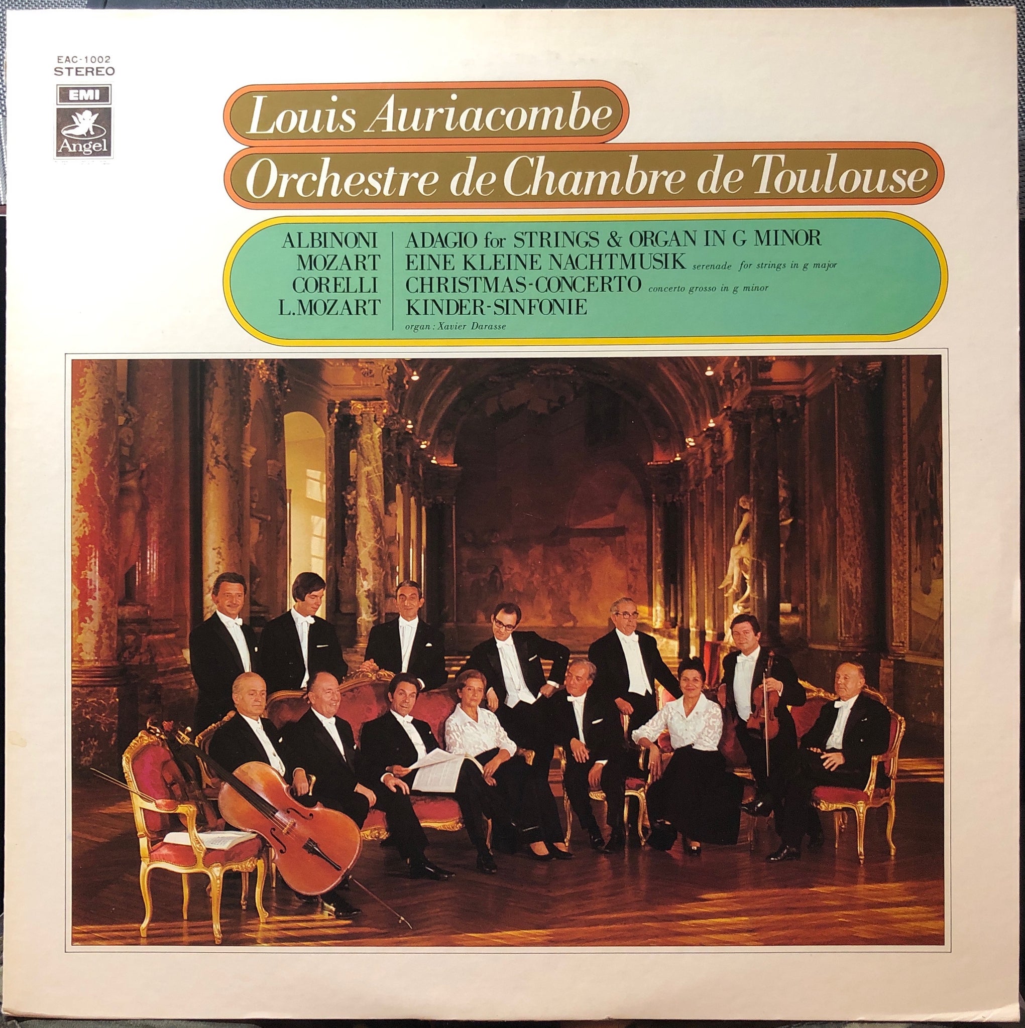 Louis Auriacombe, Orchestre De Chambre De Toulouse ‎– Albinoni, Corelli, Mozart - Mint- LP Record Angel EMI Japan Import Vinyl - Classical