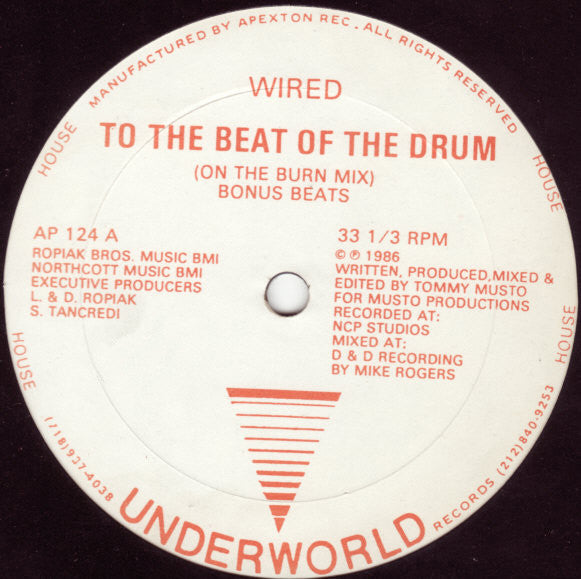 Wired - To The Beat Of The Drum - VG+ 12" Single USA 1986 - House
