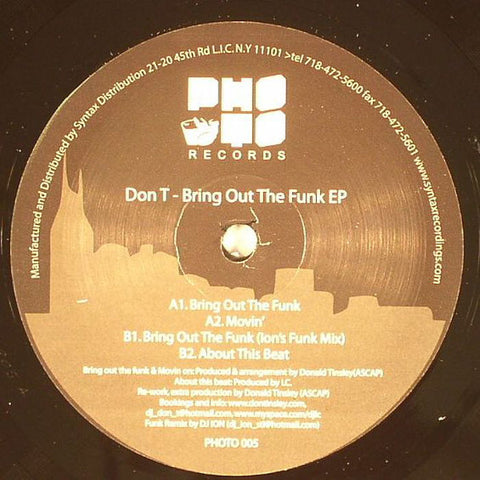 Don T - Bring Out The Funk EP - VG+ 12" Single USA 2006 - House