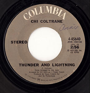 Chi Coltrane ‎– Thunder And Lightning / Tome To Come In - VG+ 45rpm 1972 USA - Rock / Pop