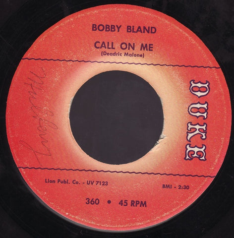 Bobby Bland ‎– Call On Me / That's The Way Love Is - VG+ 7" Single 45 rpm 1962 Duke USA - Funk / Soul / Blues