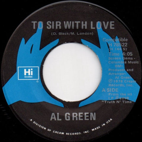Al Green ‎– To Sir With Love / Wait Here - VG+ 45rpm 1978 USA - Soul
