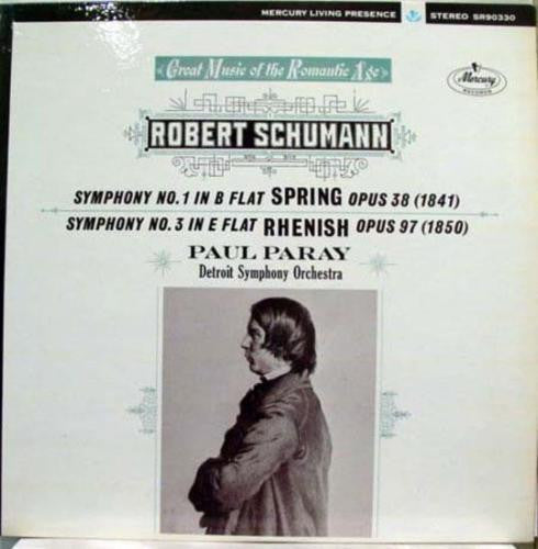 Paul Paray & The Detroit Symphony Orchestra - Schumann: Symphony No. 1 In B Flat "Spring," Opus 38 / Symphony No. 3 In E Flat "Rhenish," Opus 97 - VG+ 1960's Stereo USA Mercury - Classical