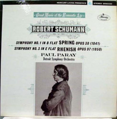 Paul Paray & The Detroit Symphony Orchestra - Schumann: Symphony No. 1 In B Flat "Spring," Opus 38 / Symphony No. 3 In E Flat "Rhenish," Opus 97 - VG+ 1960's Stereo USA Mercury - Classical
