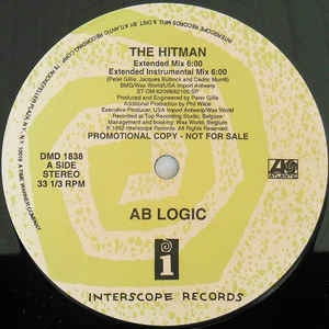 AB Logic ‎– The Hitman - VG 12" Single 1992 Interscope USA - House