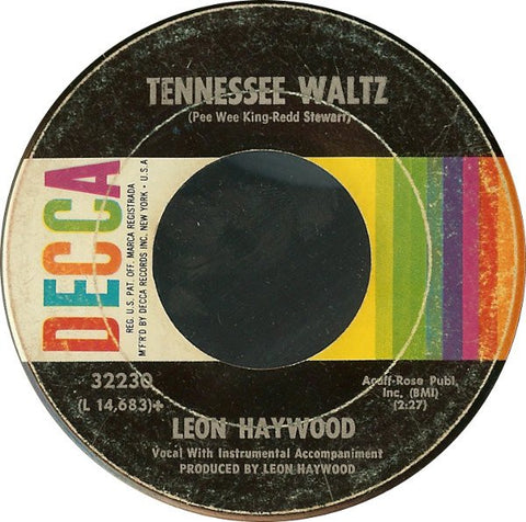 Leon Haywood ‎– Mellow Moonlight / Tennessee Waltz VG+ 7" Single 45rpm 1967 Decca USA - R&B