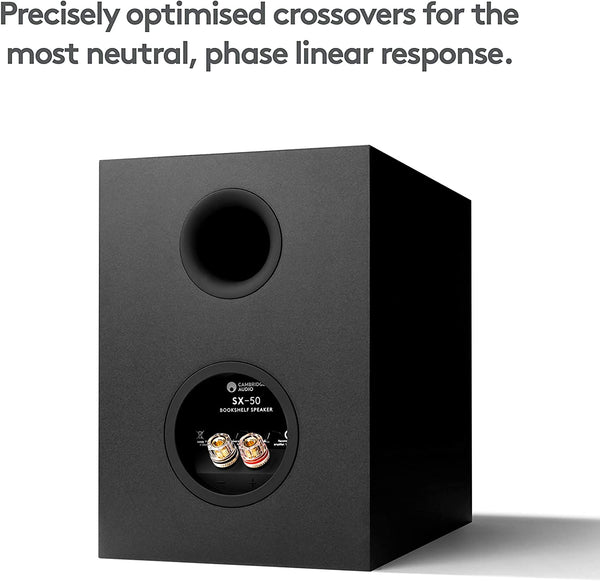 Cambridge Audio SX-50 Bookshelf Speaker | 100 Watt Home Theater Compact Stereo Speaker Pair (Matte Black)