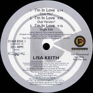 Lisa Keith ‎– I'm In Love -  VG+ 12" Single Record - 1993 USA Perspective Vinyl - House / Hip Hop