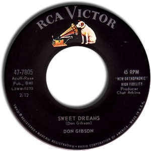 Don Gibson- Sweet Dreams / The Same Street- VG+ 7" Single 45RPM- 1960 RCA Victor USA- Folk/Country