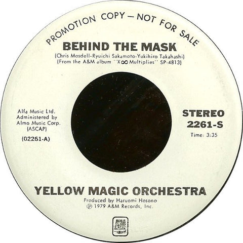 Yellow Magic Orchestra ‎– Behind The Mask - Mint- 45rpm White Label Promo 1980 USA - Synth-Pop