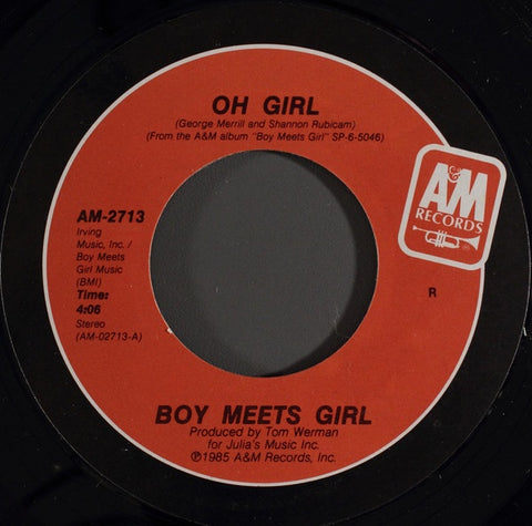 Boy Meets Girl - Oh Girl / Kissing, Falling, Flying - VG+ 7" Single 45RPM 1985 A&M USA - Synth-Pop
