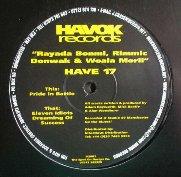 Rayada Bonmi / Rimmic Donwak / Woala Morli - Pride In Battle - VG+ 12" Single UK Import 2001 - Techno/Acid