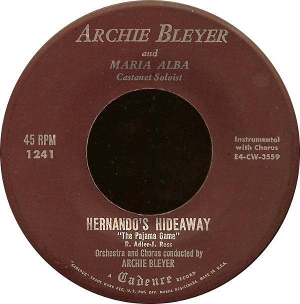 Archie Bleyer - Hernando's Hideaway / S'il Vous Plait - VG+ 7" Single 45RPM 1954 Cadence USA - Jazz