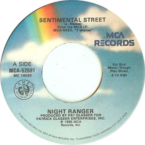 Night Ranger ‎- Sentimental Street / Night Machine - VG+ 45rpm 1985 MCA Records - Rock / Pop