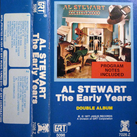 Al Stewart - The Early Years - VG+ 1977 USA Cassette Tape - Rock