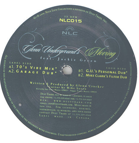 Glenn Underground Featuring Jackie Green - Moving - New 12" Single 1999 Nite Life Collective USA Vinyl - Chicago Deep House / Garage House