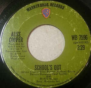 Alice Cooper- School's Out / Gutter Cat- VG 7" Single 45RPM- 1972 Warner Bros. Records USA- Rock/Pop
