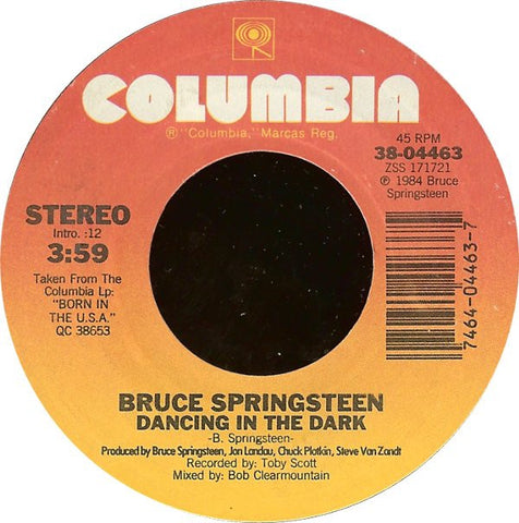 Bruce Springsteen- Dancing In The Dark / Pink Cadillac- M- 7" Single 45RPM- 1984 Columbia USA- Rock/Pop