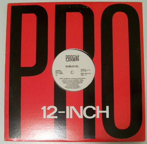 Sublevel ‎– Don't Blame Me - Mint- 12" Single Promo 1989 USA - House