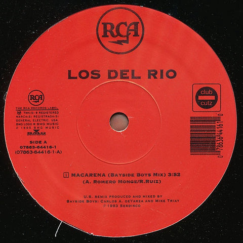 Los Del Rio / Matrix - Macarena (Bayside Boys Mix) / Can You Feel It - VG 12" Single 1995 RCA USA - House