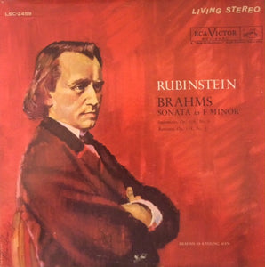 Brahms, Rubinstein - Sonata in F Minor / Intermezzo, Op. 116, No. 6 / Romance, Op. 118, No. 5 - VG+ RCA Red Seal Mono USA - Classical