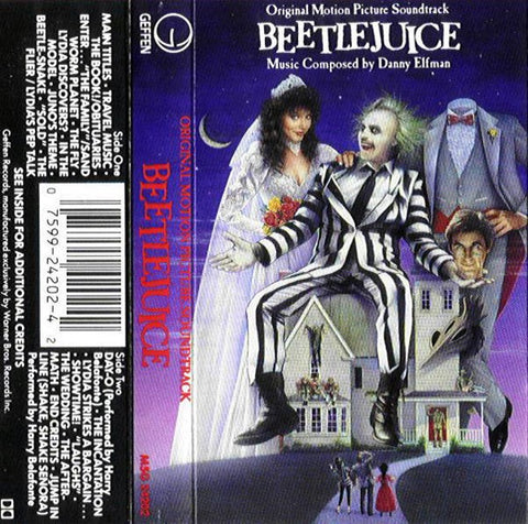 Danny Elfman ‎– Beetlejuice (Original Motion Picture) - VG+ Cassette 1988 Geffen USA Tape - Soundtrack