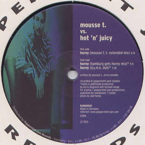 Mousse T. Vs. Hot 'N' Juicy - Horny VG - 12" Single 1998 Peppermint Jam Germany - House