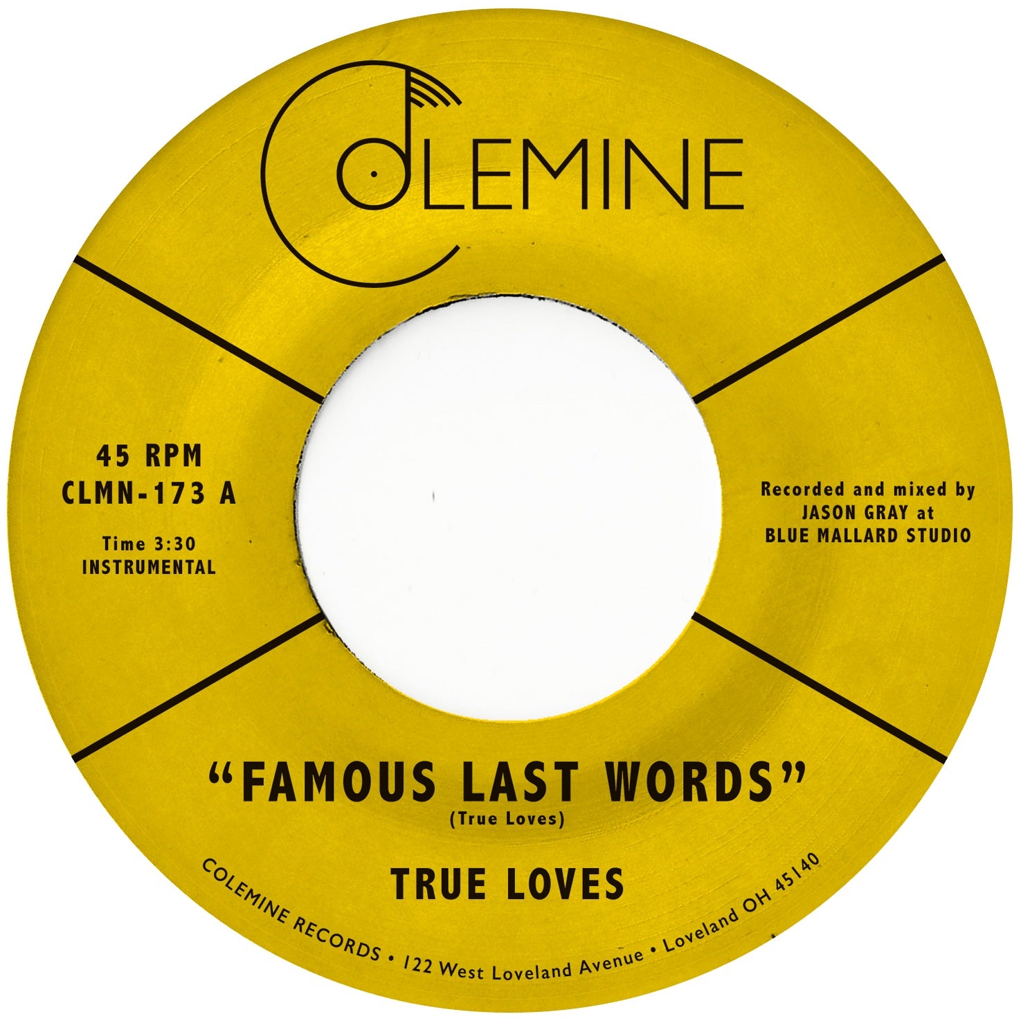 True Loves - Famous Last Words - New 7" Single 2019 Purple Vinyl - Soul