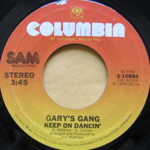 Gary's Gang ‎– Keep On Dancin' / Do It At The Disco - VG  -7" Single 45rpm 1979 Columbia USA - Funk / Soul