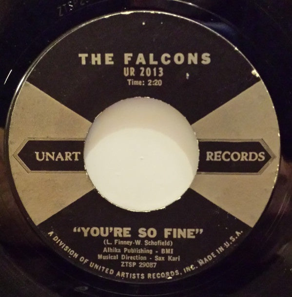 The Falcons ‎- You're So Fine / Goddess Of Angels - VG- 7" Single 45 RPM Mono 1959 USA - Rock / R&B / Soul - Shuga Records