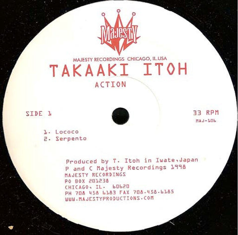 Takaaki Itoh ‎– Action - Mint- 12" Single 1998 USA - Chicago Techno