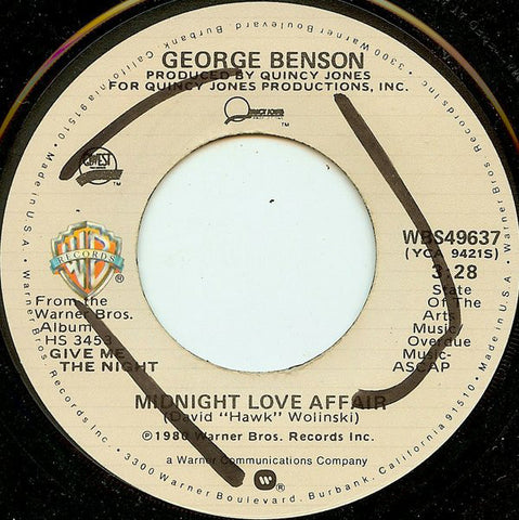 George Benson - Midnight Love Affair / Turn Out The Lamplight VG+ - 7" Single 45RPM 1980 Warner Bros. USA - Funk/Soul
