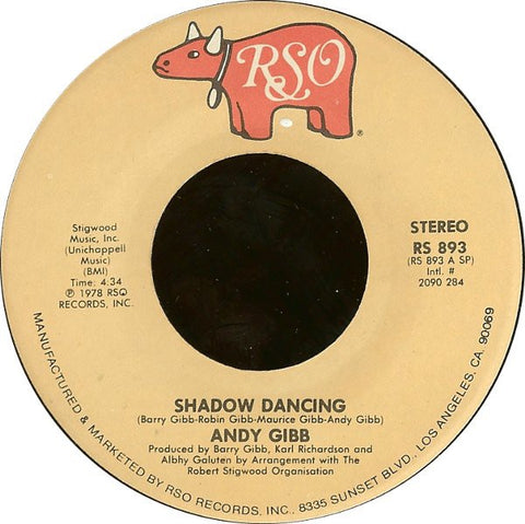 Andy Gibb ‎- Shadow Dancing - VG+ 7" Single 45 RPM 1978 USA - Pop / Disco