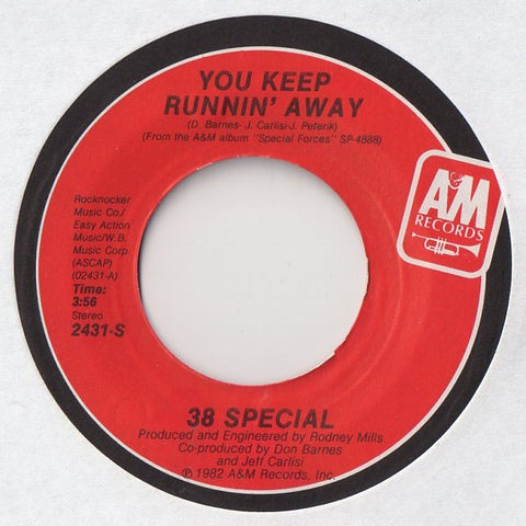38 Special - You Keep Runnin' Away / Prisoners Of Rock 'N' Roll - M- 7" Single 45RPM 1982 A&M Records USA - Rock / Southern Rock