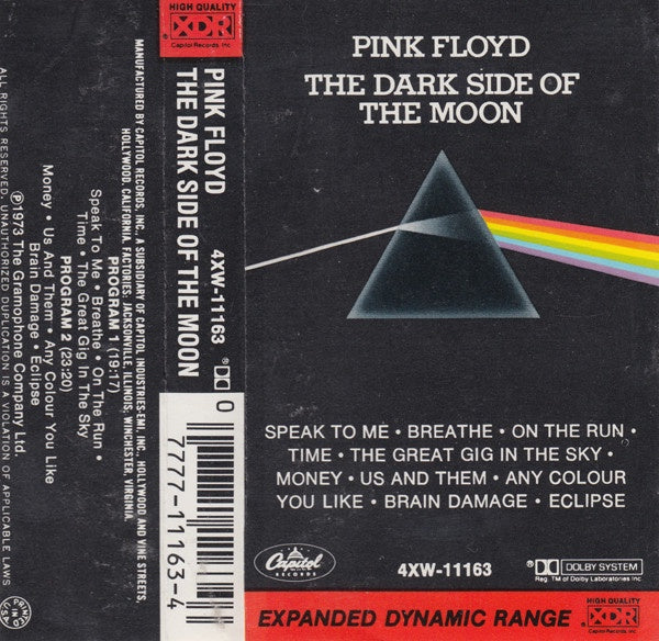 Pink Floyd ‎– The Dark Side Of The Moon - Used Cassette Tape 1983 Capitol USA - Psych Rock