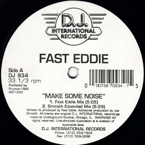 Fast Eddie - Make Some Noise - VG- 12" Single USA 1990 - Chicago House
