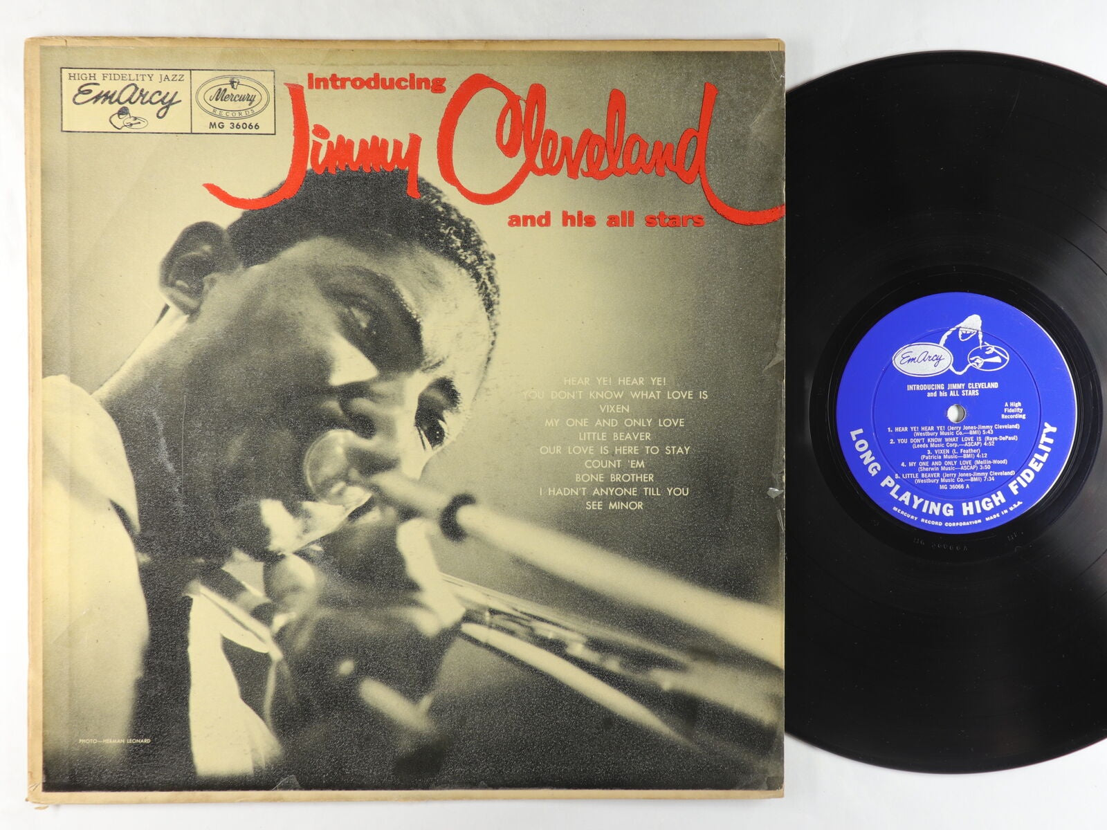 Jimmy Cleveland And His All Stars ‎– Introducing Jimmy Cleveland And His All Stars - VG+ Lp Record 1956 EmArcy USA Mono Original Vinyl - Jazz / Bop - Shuga Records