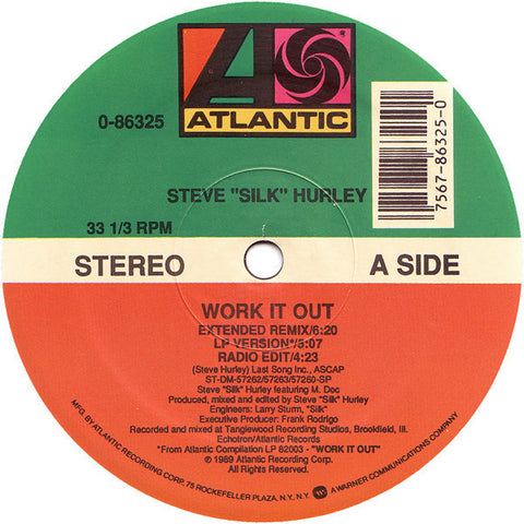 Steve "Silk" Hurley - Work It Out VG+ - 12" Single 1989 Atlantic USA - Chicago House
