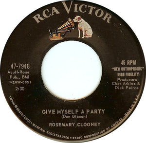 Rosemary Clooney ‎– Give Myself A Party / If I Can Stay Away Long Enough - VG+ 7" Single 45rpm 1960 RCA Victor USA - Pop / Folk