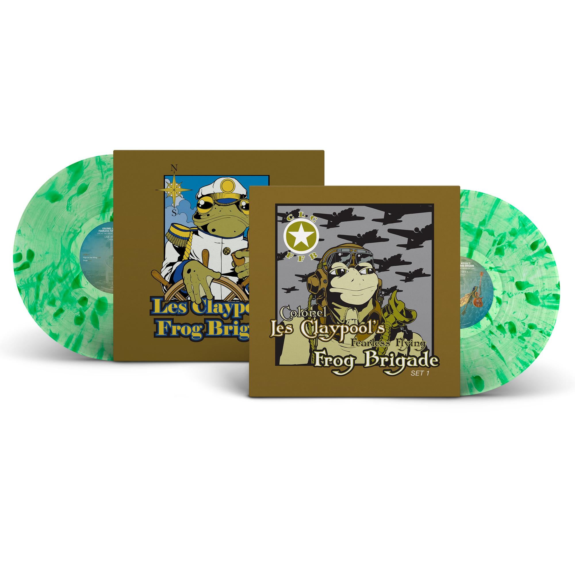 Colonel Les Claypool’s Fearless Flying Frog Brigade - Live Frogs Sets 1 & 2 (2019) - New 3 LP Record 2020 Prawn Song USA Lime Green Splatter Vinyl - Altenative Rock / Prog Rock / Funk Rock - Shuga Records