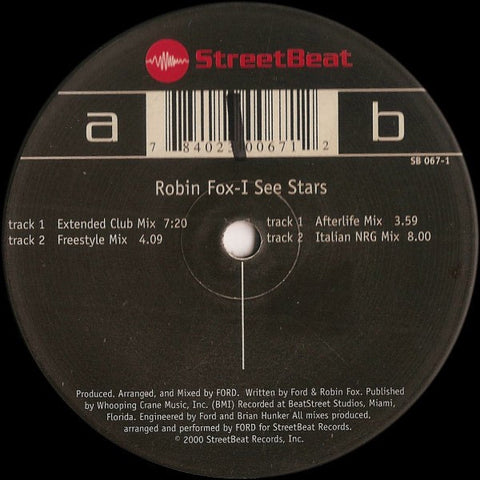 Robin Fox ‎– I See Stars - VG+ 12" Single 2000 USA - Breaks