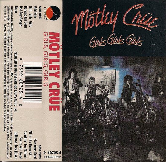 Mötley Crüe ‎– Girls, Girls, Girls - Used Cassette Tape Elektra 1987 USA - Rock / Hard Rock / Metal