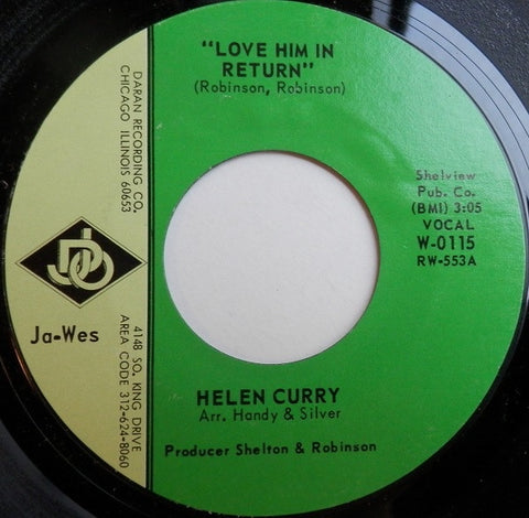 Helen Curry ‎– Love Him In Return / A Prayer For My Soldier - New (old stock) 7" Single Record 1969 Ja-Wes Vinyl - Chicago Northern Soul