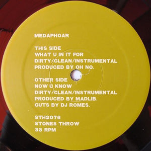 Medaphoar ‎– What U In It For? - VG+ 12" Single Record 2003 Stones Throw Promo Vinyl - Hip Hop / Oh No / Madlib
