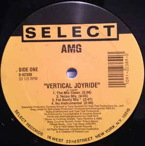 AMG - Verticle Joyride - VG- 12" Single 1992 Select Records USA - Hip Hop